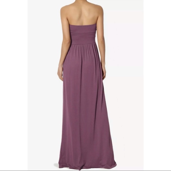 ✂️STRAPLESS MAXI DRESS WITH POCKETS IN DUSTY PLUM - Picture 2 of 6